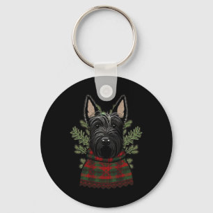 Chaveiro Papai Noel do Scottie de Natal no Terrier Escocês 