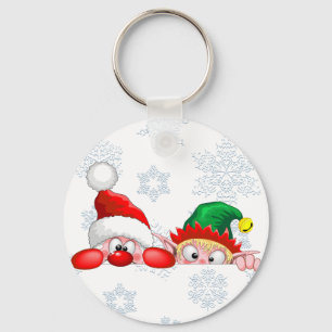 Chaveiro Papai Noel e Elfo Personagens Bonitos e Divertidos