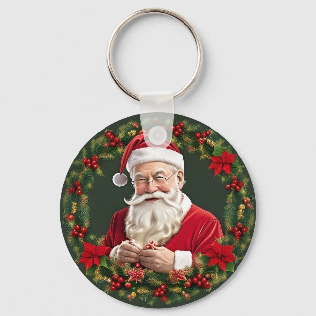 Chaveiro Papai Noel em uma Grinalda Festiva (Frente)