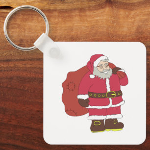 Chaveiro Papai Noel em vermelho com saco de presentes e ócu