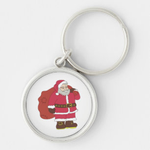 Chaveiro Papai Noel em vermelho com saco de presentes e ócu