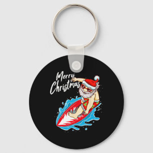 Chaveiro Papai Noel Engraçado de Surf Papai Noel de Natal H