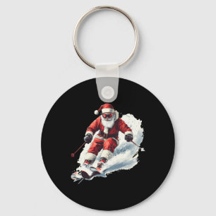 Chaveiro Papai Noel Esquiando Natal Divertido Esquiador Cor