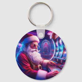 Chaveiro Papai Noel Está Jogando As Faixas No Casino