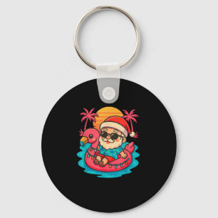 Chaveiro Papai Noel Flamingo Flutuador Verão Praia Fofo Nat