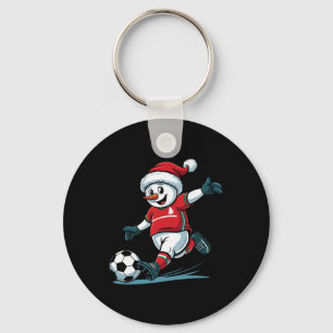 Chaveiro Papai Noel Homem de Neve Jogando Futebol Engraçado