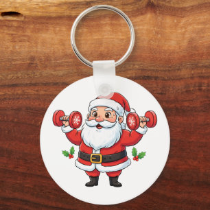 Chaveiro Papai Noel Levantando Halteres – Natal Divertido