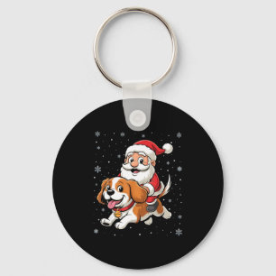 Chaveiro Papai Noel montado em Cavalier King Charles Spanie