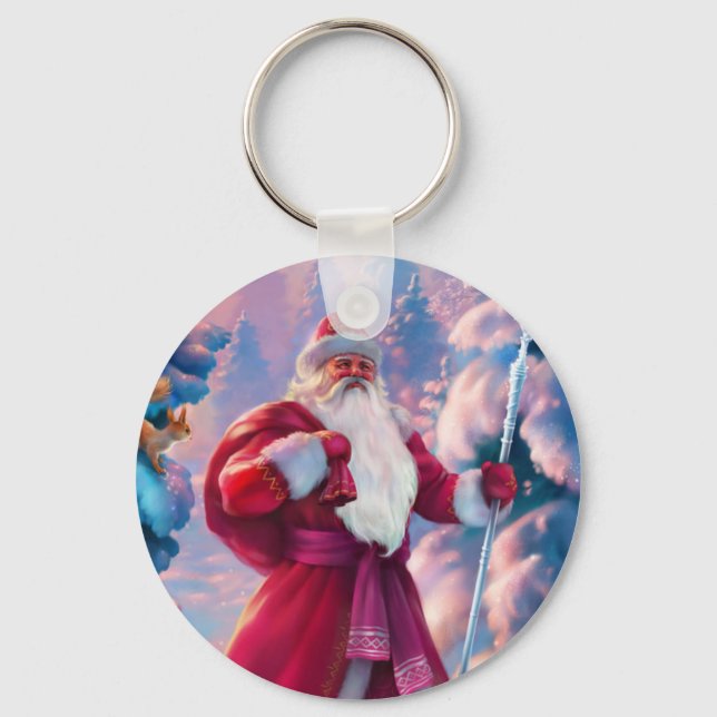 Chaveiro Papai Noel na floresta (Frente)