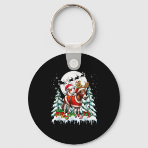 Chaveiro Papai Noel Porquinho da Índia Montando Rena Burro