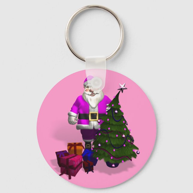 Chaveiro Papai Noel Rosa (Frente)