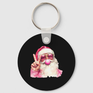Chaveiro Papai Noel Rosa Vintage Soprando Chiclete Natal Di