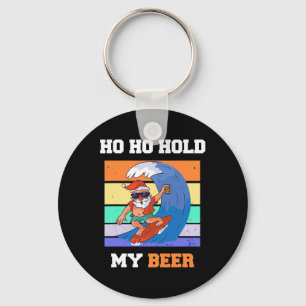 Chaveiro Papai Noel Surfista de Cerveja Ho Ho Segure o Nata