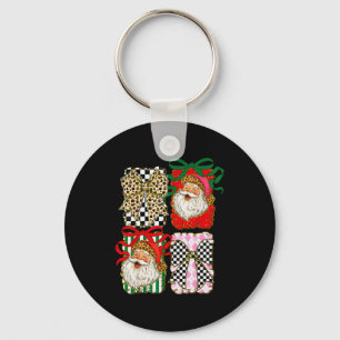 Chaveiro Papai Noel Vintage Coquette Leopardo Laço Préppy N