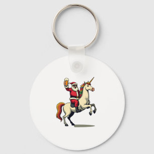 Chaveiro Papai Noel Vintage Montado em um Unicórnio de Cerv