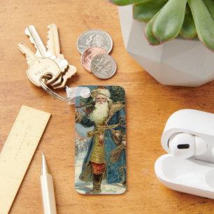 Chaveiro Papai Noel Vitoriano Antigo com Árvore de Natal