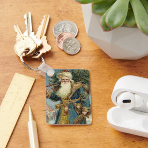 Chaveiro Papai Noel Vitoriano Antigo com Árvore de Natal