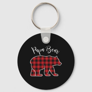Chaveiro Papai Urso Pijama Vermelho Buffalo Natal Divertido