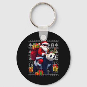Chaveiro Papais noeis Andando Panda Luzes de Natal Feias