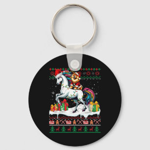 Chaveiro Papais noeis Chow Chow Andando no Unicorn Vestido