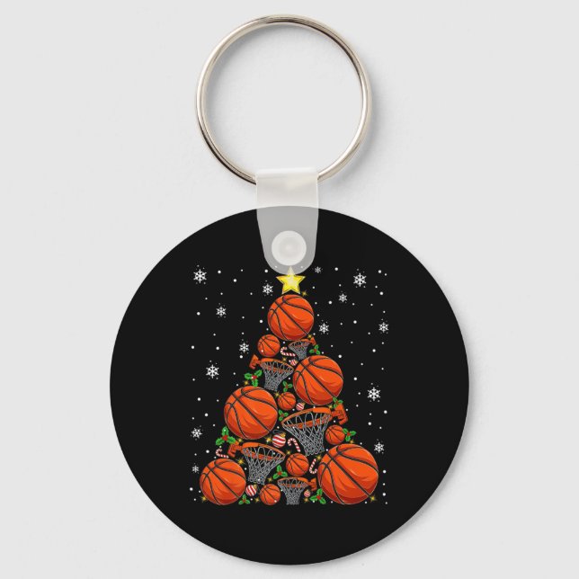 Chaveiro Papais noeis de basquetebol em árvores de Natal Ch (Frente)