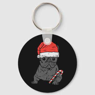 Chaveiro Papais noeis de Buldogue Francês Cachorro de Natal