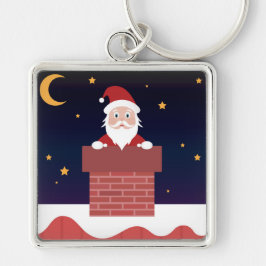 Chaveiro Papais noeis de desenho animado chegando à cidade