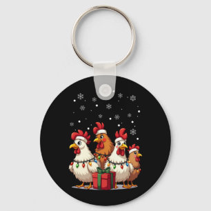 Chaveiro Papais noeis de frango à luz do Natal Engraçados