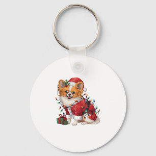 Chaveiro Papais noeis de iluminação do Natal Papillon Dog N