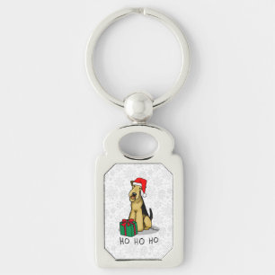 Chaveiro Papais noeis de Natal Airedale Terrier HO HO Cute