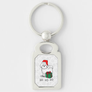 Chaveiro Papais noeis de Natal Bichon Frise Dog Cute