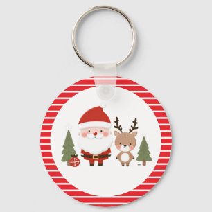 Chaveiro Papais noeis e renas de Natal bonitos
