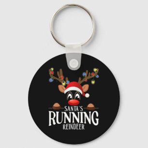 Chaveiro Papais noeis Executando Reindeer Funny Xmas Corres