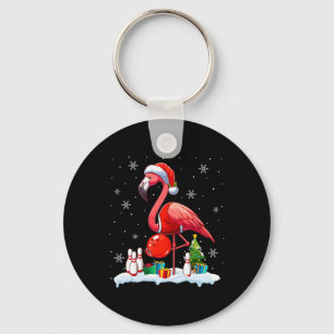 Chaveiro Papais noeis Flamingo Jogando Boliche Xmas Player