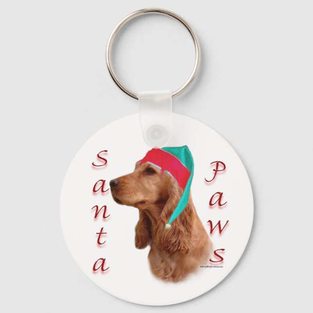 Chaveiro Papais noeis Ingleses do Cocker Spaniel (vermelho) (Frente)