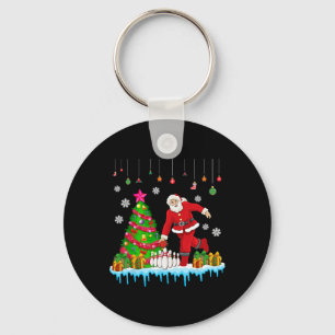 Chaveiro Papais noeis Jogando Boliche Árvore de Natal Jogad