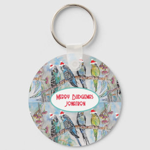 Chaveiro Papais noeis Orçamentando Pássaro de Pintura de Aq