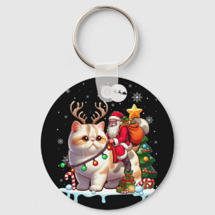 Chaveiro Papais noeis Riding Reindeer Exotic Shorthair Tree