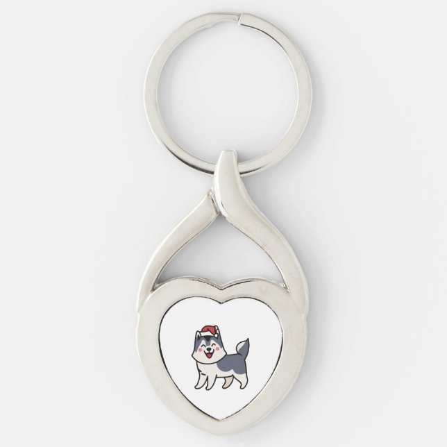 Chaveiro Papais noeis roucos Cachorro Lover Malamute (Frente)