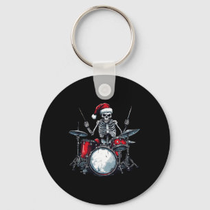 Chaveiro Papais noeis Skeleton Tocando Drummer Percussionis