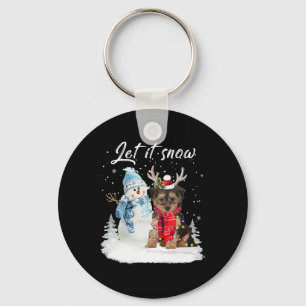 Chaveiro Papais noeis Yorkipoo Cão Natal Snowman Xmas Pajam