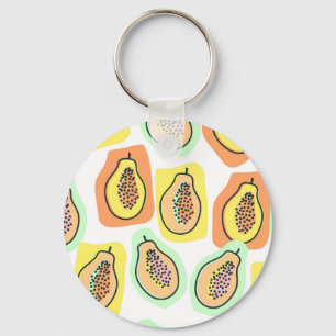 Chaveiro Papaya Desenhado À Mão: Padrão De Vintagem Criativ