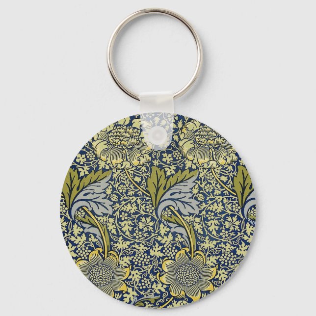 Chaveiro Papel de Parede Floral William Morris Kennet Azul  (Frente)