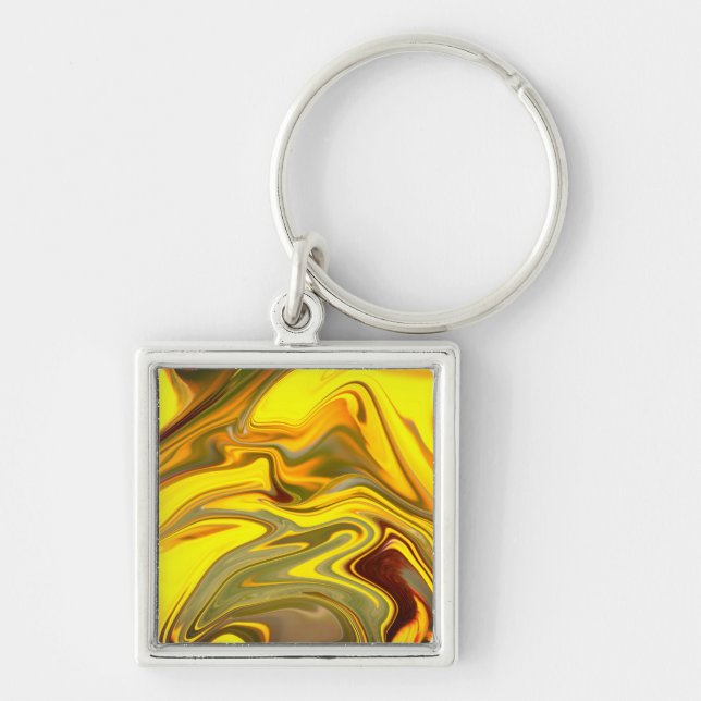 Chaveiro Papel Digital Amarelo Marble Waves-55448 (Frente)