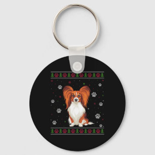 Chaveiro Papillon Natal Sweet Xmas Pet Animal Dog Lov