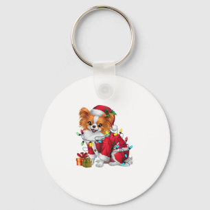 Chaveiro Papillon Xmas Lighting Papais noeis Papillon Dog C