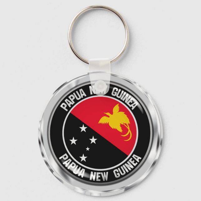 Chaveiro Papua Nova Guiné - Arredondada Emblem (Frente)