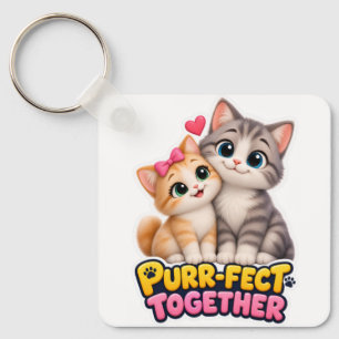 Chaveiro Par Perfeito Juntos Casal de Gatos Fofos Amor Engr