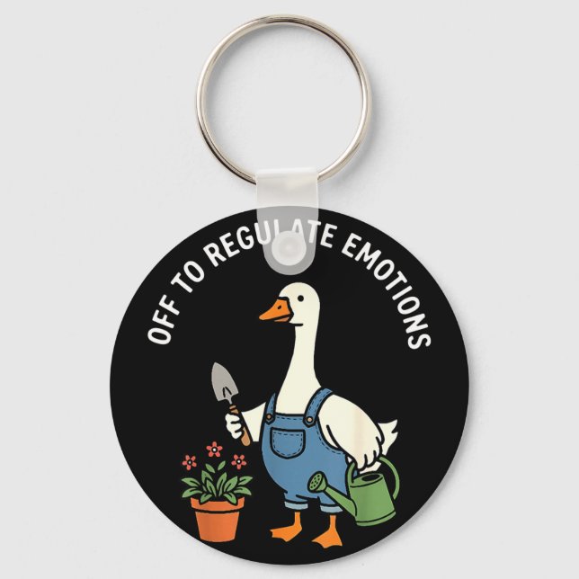 Chaveiro Para regular as emoções, ganso engraçado jardinand (Frente)