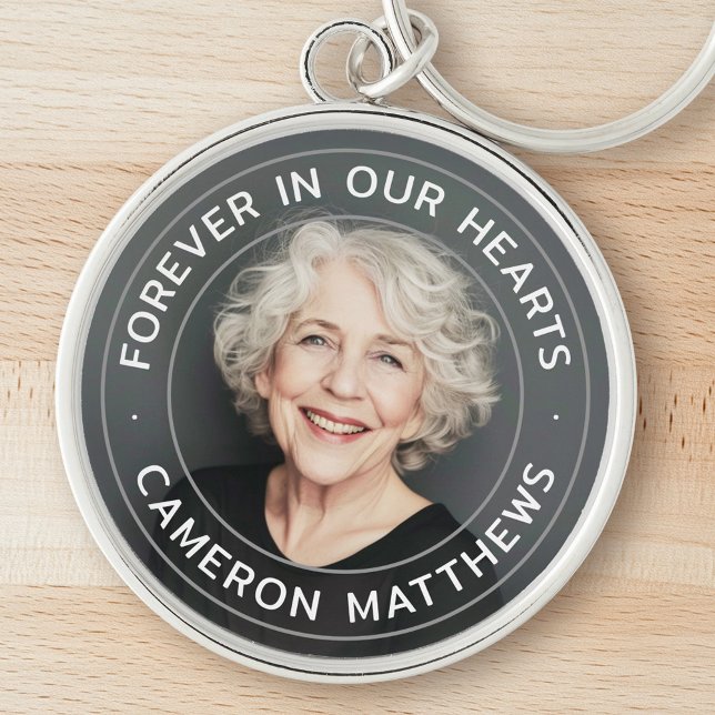 Chaveiro Para sempre em nosso coração cheio memorial (Forever in our hearts memorial full photo keychain)